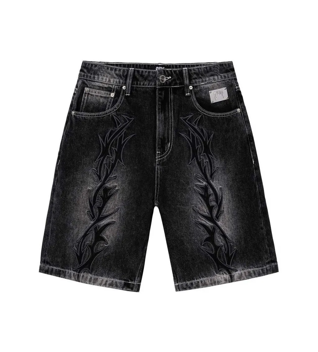 Revenge-Thorn-denim-short-black
